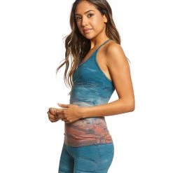 Hard Tail Freestyle Yoga Bra Tank Top White/Blue Rainbow Horizon