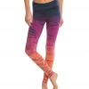 Hard Tail Flat Waist Cotton Ankle Yoga Leggings Blue/Berry Rainbow Horizon CLOTHING