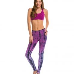 Hard Tail Flat Waist Cotton Ankle Yoga Leggings Berry/Navy Lizard CLOTHING