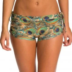 Onzie Side String Yoga Shorts Peacock Green CLOTHING