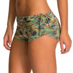 Onzie Side String Yoga Shorts Peacock Green CLOTHING