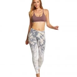 Hard Tail Flat Waist Cotton Ankle Yoga Leggings Gray/White Rainbow Horizon 12 Hard Tail Flat Waist Cotton Ankle Yoga Leggings Gray/White Rainbow Horizon