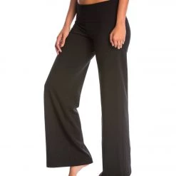 Hard Tail Contour Rolldown Wide Leg Yoga Pants Black CLOTHING
