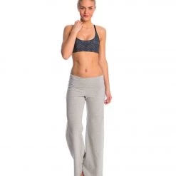 Hard Tail Contour Rolldown Wide Leg Yoga Pants Heather Gray