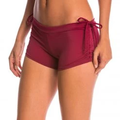Onzie Side String Yoga Shorts Burgundy