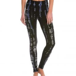 CLOTHING Hard Tail High Waisted Cotton Ankle Yoga Leggings Black/Bright Blue Lizard