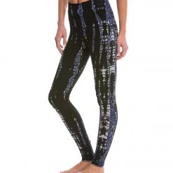 CLOTHING Hard Tail High Waisted Cotton Ankle Yoga Leggings Black/Bright Blue Lizard