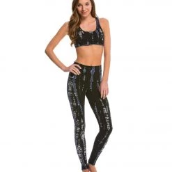 CLOTHING Hard Tail High Waisted Cotton Ankle Yoga Leggings Black/Bright Blue Lizard