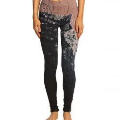 Hard Tail High Waisted Cotton Ankle Yoga Leggings Brown/Black Diagonal Butterfly CLOTHING