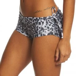 Onzie Side String Yoga Shorts Black/White Leopard CLOTHING