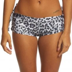 Onzie Side String Yoga Shorts Black/White Leopard CLOTHING