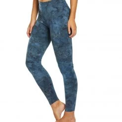 CLOTHING Hard Tail High Waisted Cotton Ankle Yoga Leggings Grey Blue Reverse Lava Wash