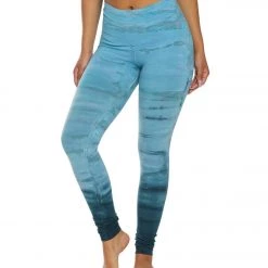 CLOTHING Hard Tail High Waisted Cotton Ankle Yoga Leggings Green/Blue Rainbow Horizon