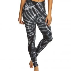 Hard Tail High Waisted Cotton Ankle Yoga Leggings Black/White Sun Ray