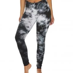 CLOTHING Hard Tail High Waisted Cotton Ankle Yoga Leggings Black/White Moon Wash