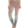 Hard Tail High Waisted Cotton Ankle Yoga Leggings Dusty Green/Mauve Rainbow Horizon CLOTHING