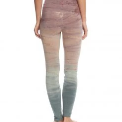 Hard Tail High Waisted Cotton Ankle Yoga Leggings Dusty Green/Mauve Rainbow Horizon CLOTHING