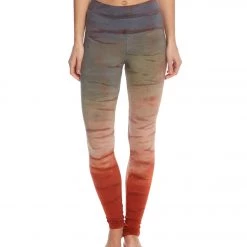 Hard Tail High Waisted Cotton Ankle Yoga Leggings Gray/Clay Rainbow Horizon