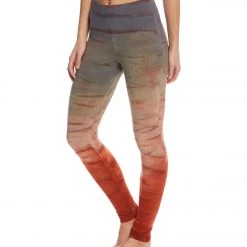 Hard Tail High Waisted Cotton Ankle Yoga Leggings Gray/Clay Rainbow Horizon