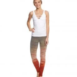 Hard Tail High Waisted Cotton Ankle Yoga Leggings Gray/Clay Rainbow Horizon
