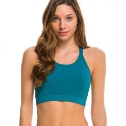 Hard Tail Double Cross Yoga Bra Blue Gulf
