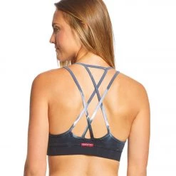 Hard Tail Double Cross Yoga Bra Navy/White Rainbow Horizon