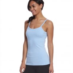 CLOTHING Hard Tail Scoop Back Yoga Tank Top With Bra Bluebell