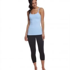 CLOTHING Hard Tail Scoop Back Yoga Tank Top With Bra Bluebell
