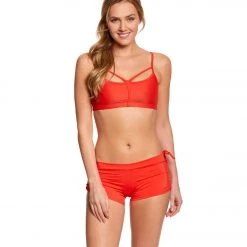 Onzie Side String Yoga Shorts Hot Coral CLOTHING
