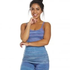 Hard Tail Scoop Back Yoga Tank Top With Bra Purple/Blue Rainbow Horizon