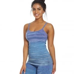 Hard Tail Scoop Back Yoga Tank Top With Bra Purple/Blue Rainbow Horizon