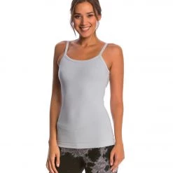 CLOTHING Hard Tail Scoop Back Yoga Tank Top With Bra Gray Dove