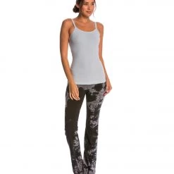 CLOTHING Hard Tail Scoop Back Yoga Tank Top With Bra Gray Dove