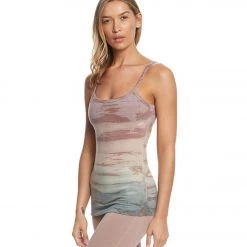 Hard Tail Scoop Back Yoga Tank Top With Bra Dusty Green/Mauve Rainbow Horizon CLOTHING 11 Hard Tail Scoop Back Yoga Tank Top With Bra Dusty Green/Mauve Rainbow Horizon CLOTHING