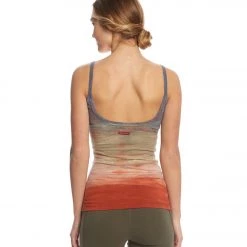 CLOTHING Hard Tail Scoop Back Yoga Tank Top With Bra Gray/Clay Rainbow Horizon
