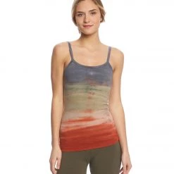 CLOTHING Hard Tail Scoop Back Yoga Tank Top With Bra Gray/Clay Rainbow Horizon