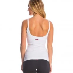 Hard Tail Scoop Back Yoga Tank Top With Bra White