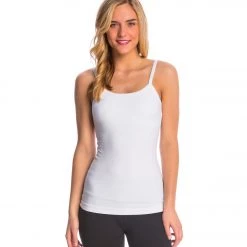 Hard Tail Scoop Back Yoga Tank Top With Bra White