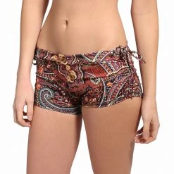 Onzie Side String Yoga Shorts Paisley Red