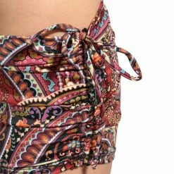 Onzie Side String Yoga Shorts Paisley Red