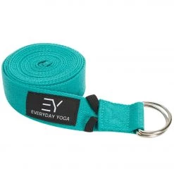 YOGA MATS & PROPS Everyday Yoga 10 Foot Yoga Strap D-Ring Aqua