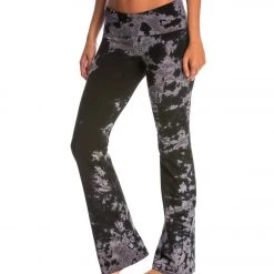 Hard Tail Rolldown Bootleg Cotton Flare Pant Black/Gray Iceberg