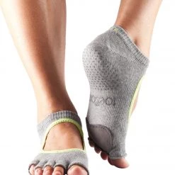 Toesox Plie Yoga & Dance Pad Heather W/ Limeaid Trim