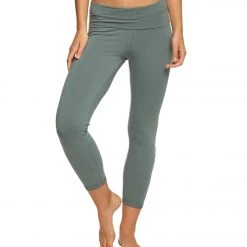 Hard Tail Contour Rolldown Cropped Cotton Yoga Leggings Juniper