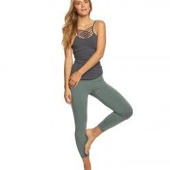 Hard Tail Contour Rolldown Cropped Cotton Yoga Leggings Juniper