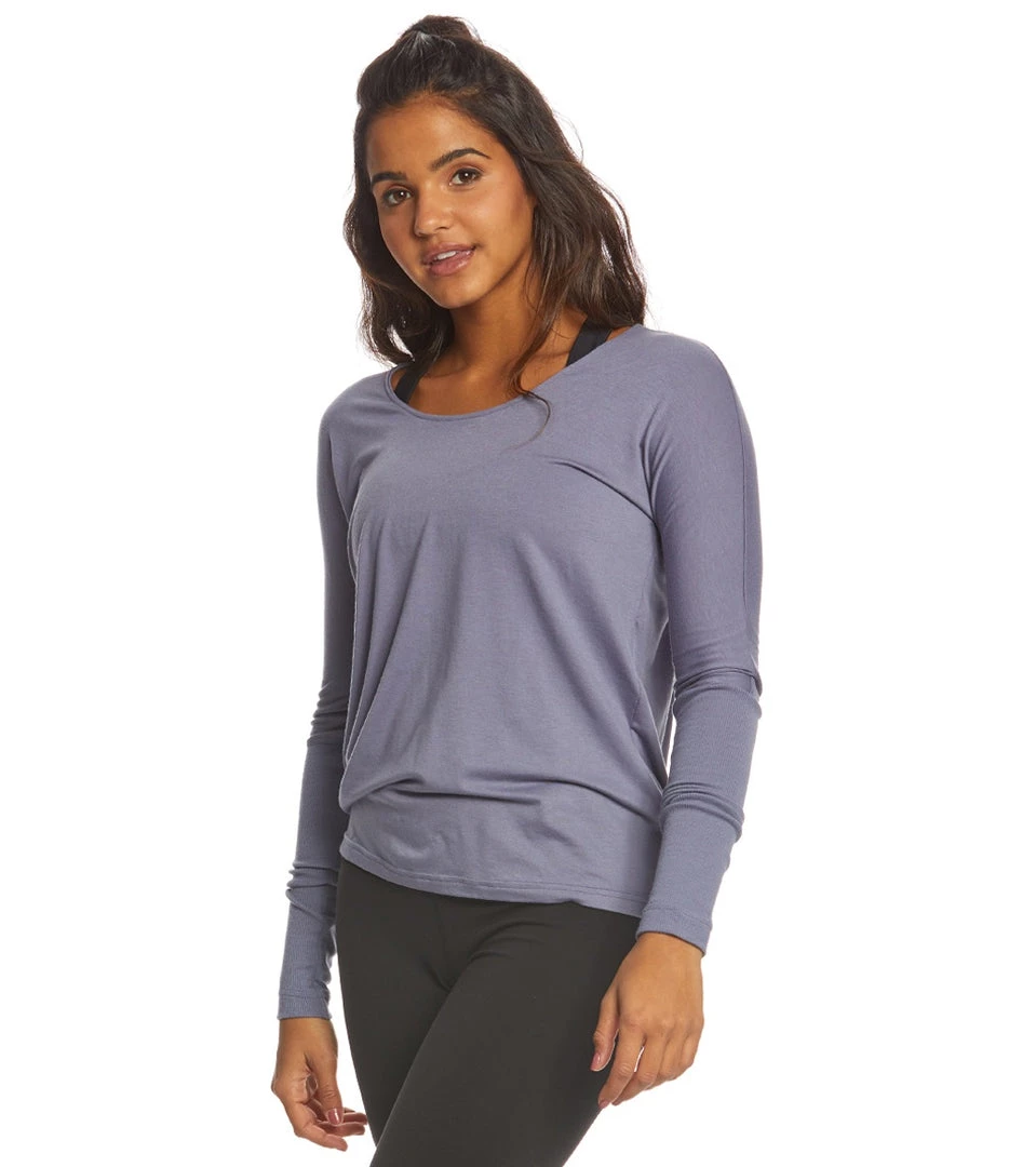 Onzie Drapey V-back Long Sleeve Coverup Slate Blue 4 Onzie Drapey V-back Long Sleeve Coverup Slate Blue