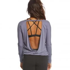 Onzie Drapey V-back Long Sleeve Coverup Slate Blue 10 Onzie Drapey V-back Long Sleeve Coverup Slate Blue