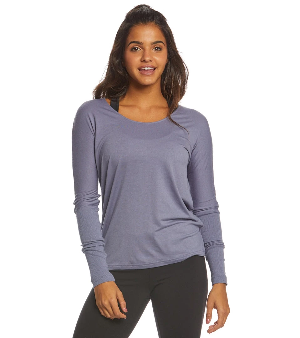 Onzie Drapey V-back Long Sleeve Coverup Slate Blue 8 Onzie Drapey V-back Long Sleeve Coverup Slate Blue