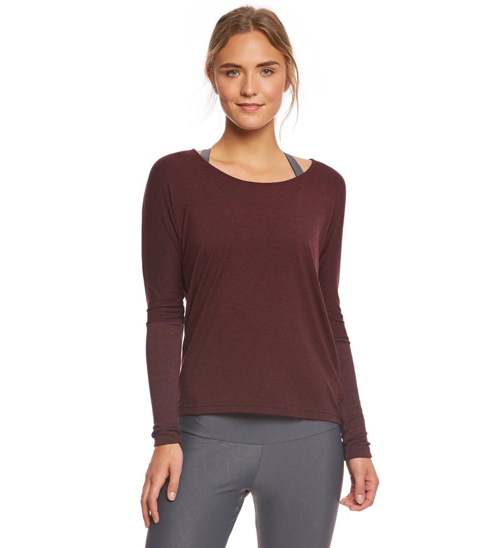 Onzie Drapey V-back Long Sleeve Coverup Heather Burgundy CLOTHING 4 Onzie Drapey V-back Long Sleeve Coverup Heather Burgundy CLOTHING