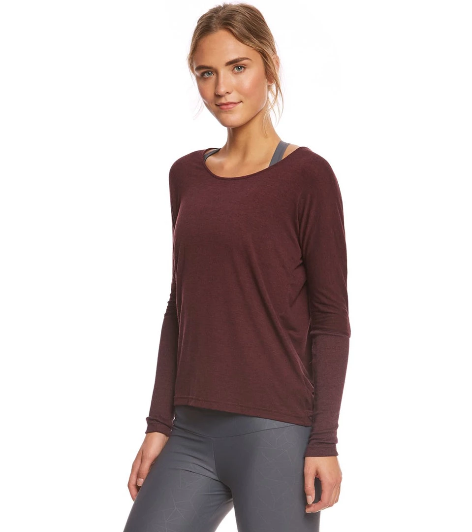 Onzie Drapey V-back Long Sleeve Coverup Heather Burgundy CLOTHING 5 Onzie Drapey V-back Long Sleeve Coverup Heather Burgundy CLOTHING